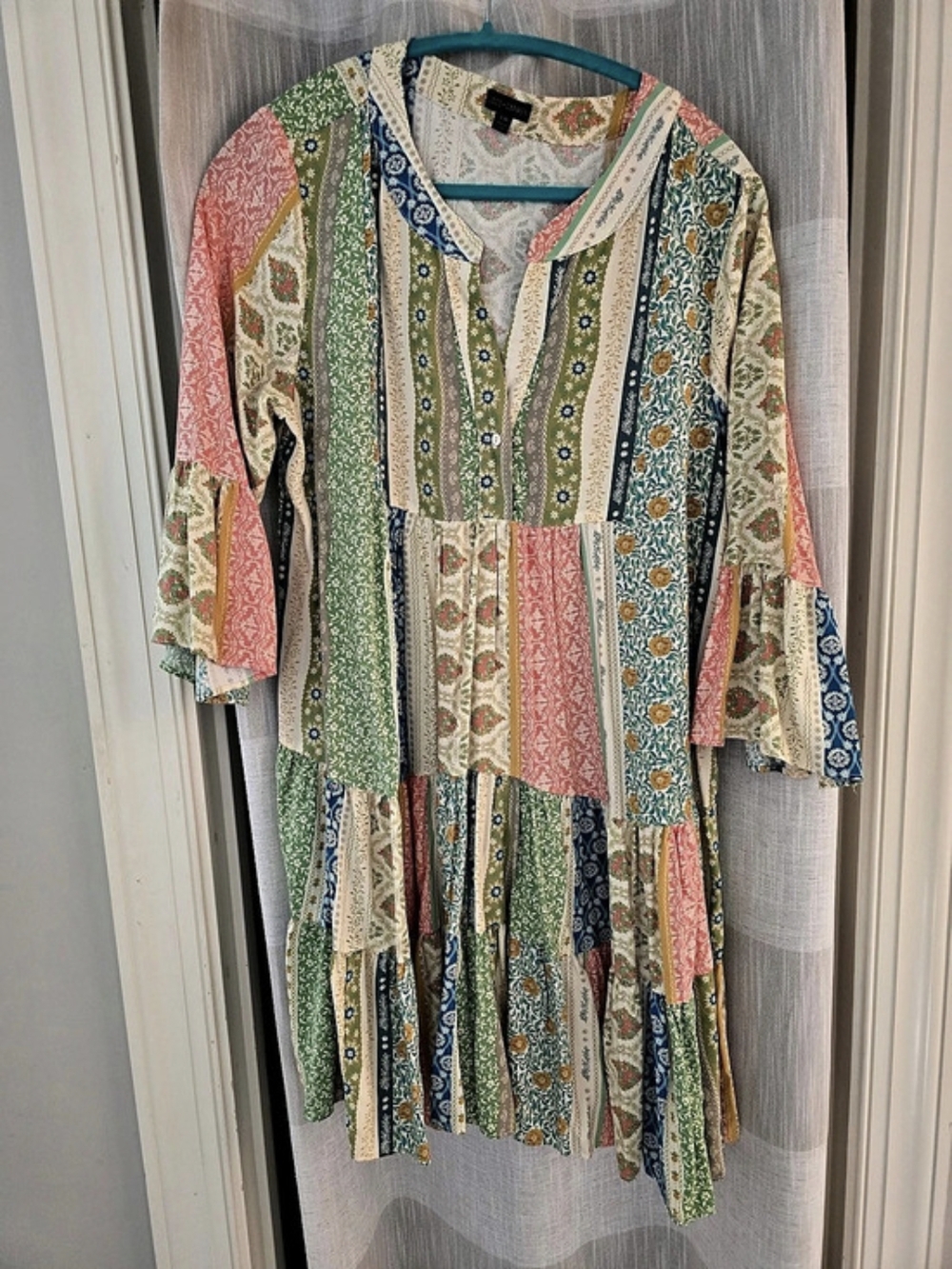 Coco + Carmen Patchwork Mini Dress Multicolor S/M Like New